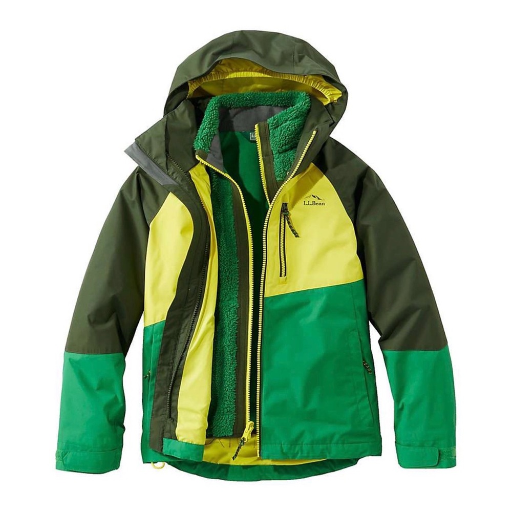 EUC L.L.Bean Kids' Fleece Lined Colorblock 3-In-1 Jacket